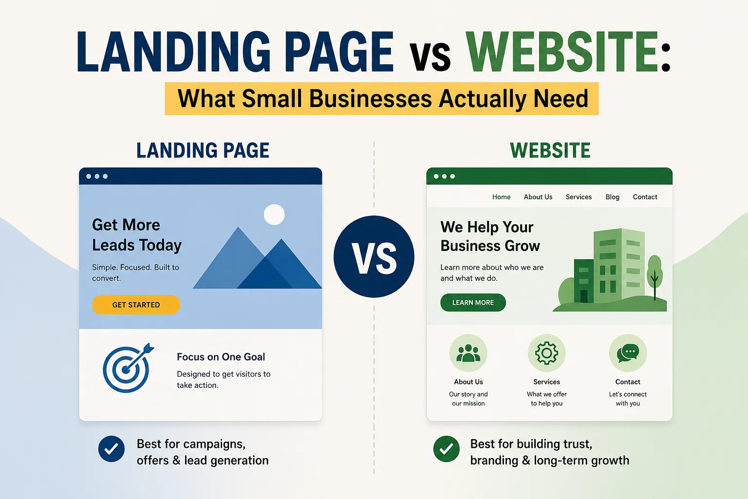 Landing Page vs Website: What Small Businesses Actually Need